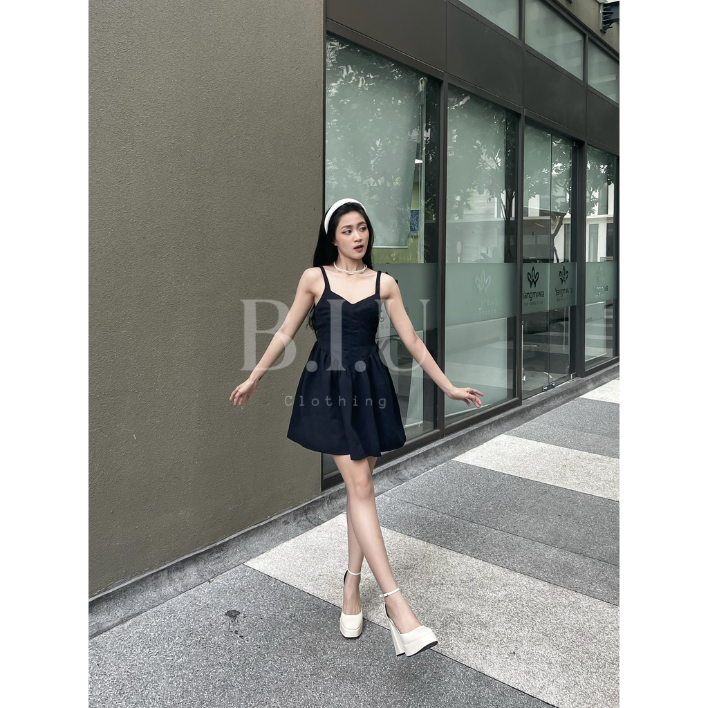 Đầm dây xòe nhún eo kiểu corset cổ V sang chảnh tôn dáng sexy THUG DRESS BIU Clothing BB0036
