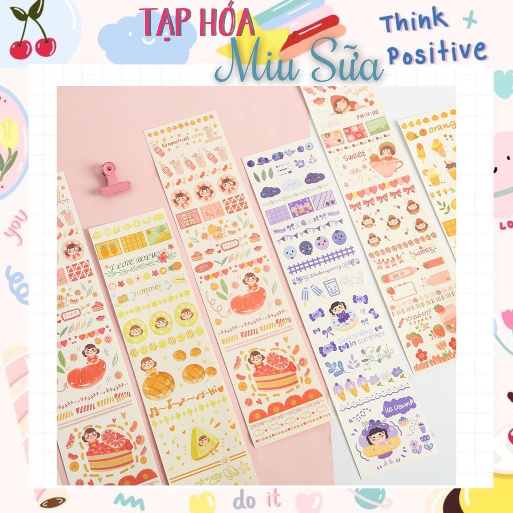 Sticker hoa quả nhiệt đới dài chữ nhật cute - MiuSua