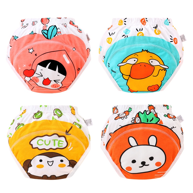 Tã quần cotton mỏng họa tiết hoạt hình dễ thương thời trang mùa hè dành cho bé tập đi vệ sinh LUCKY BIG CAT