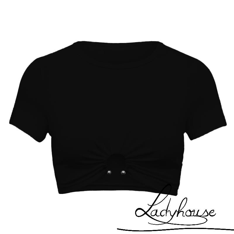 Áo Thun Tay Ngắn Cổ Tròn Màu Trơn Thời Trang Dành Cho Nữ