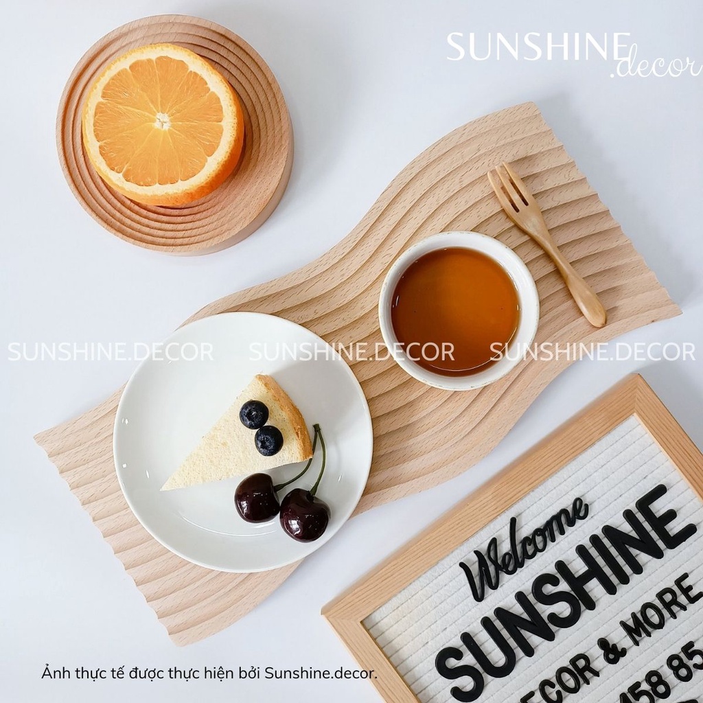 Khay gỗ vân sọc lượn sóng trang trí decor phong cách Hàn Quốc(gỗ sồi)