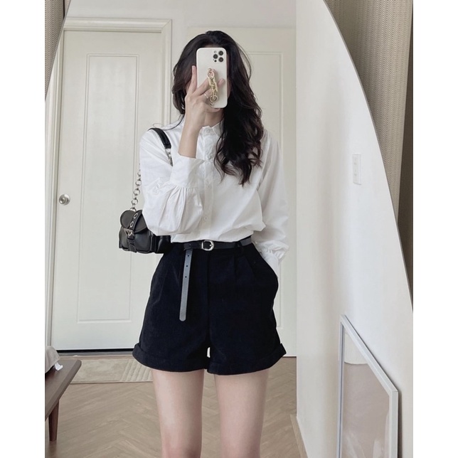 Quần Short Lưng Cao Vải Nhung sẵn 3 màu