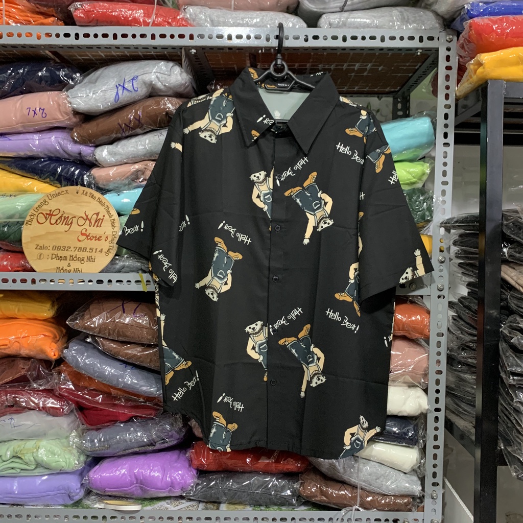 Áo Sơ Mi Họa Tiết Hoạt Hình Mario Tay Lỡ Dáng Rộng Ulzzang Unisex, Sơ Mi Đi Biển - MM