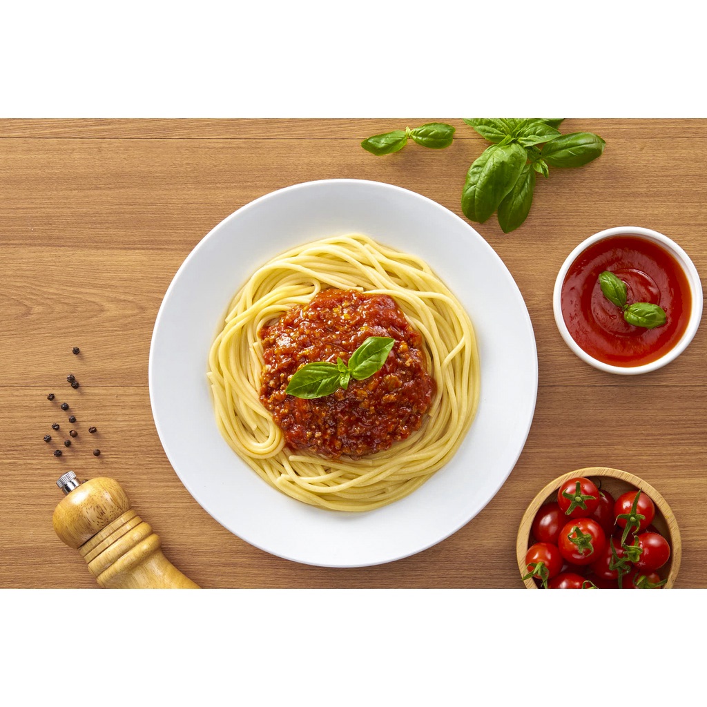 Mỳ ý sốt bò bằm, sốt kem,xúc xích kiểu nhật,tương đen...SGfood 250g spaghetti bao ngon