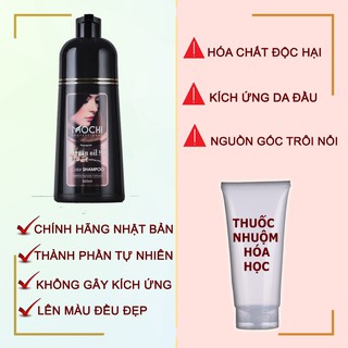 Combo dầu gội Mochi phủ bạc đen tóc Nhật Bản