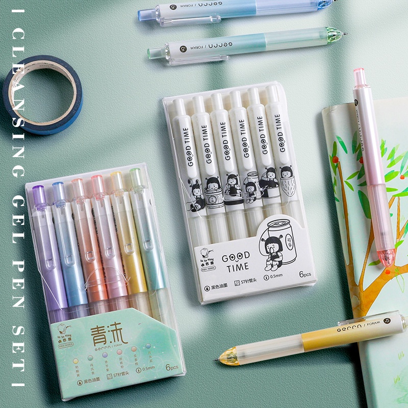 Set 6 Bút Bi Mực Đen Ngòi 0.5mm C7109