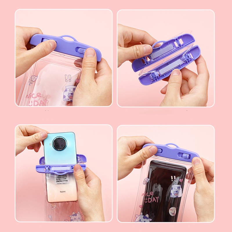 Túi Đựng Điện Thoại Trong Suốt Chống Thấm Nước Chống Rơi Chạm Được Màn Hình Cảm Ứng In Họa Tiết Hoạt Hình Dễ Thương Khi Đi Bơi