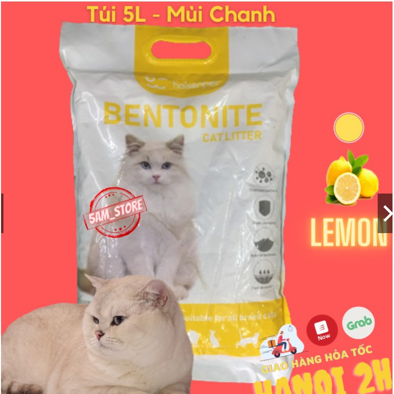 Cát vệ sinh cho mèo Bentonite 5L mùi cafe - chanh - táo