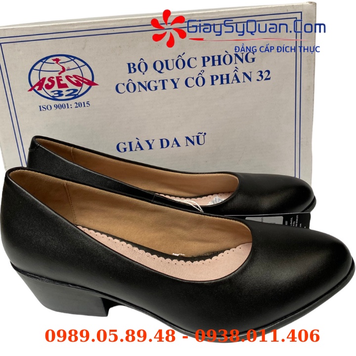 Giày công sở nữ làm từ chất liệu da cừu mềm mại, đế cao su cao 4cm bền nhẹ nhàng, bảo hành 12 tháng màu đen Mã 933A