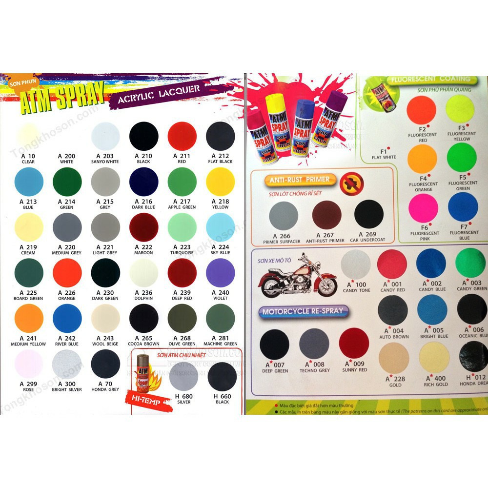 Sơn xịt ATM SPRAY đủ màu