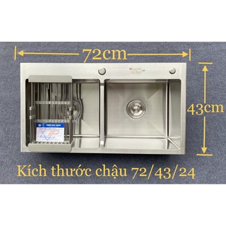 Chậu rửa bát hai hố đúc kích thước nhỏ H7243 tặng kèm rổ cao cấp
