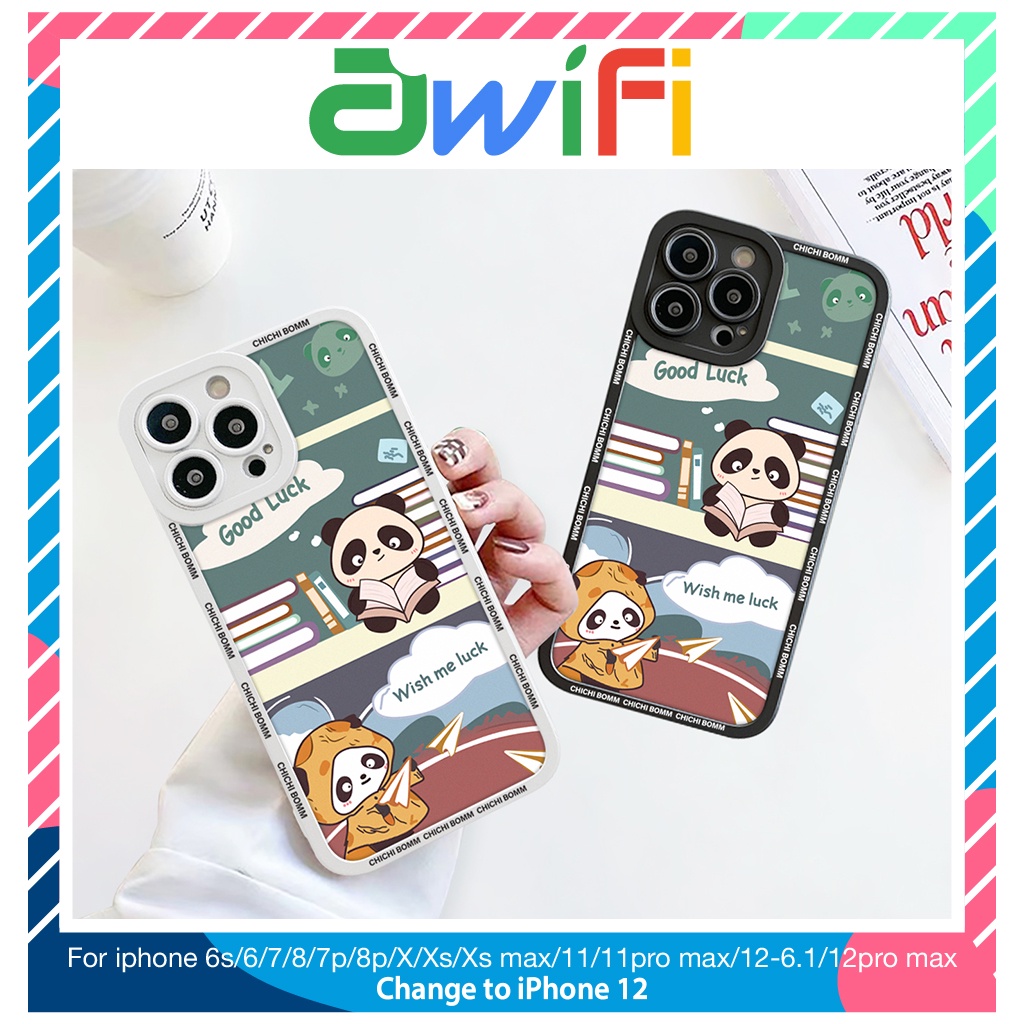 Ốp lưng iphone cạnh vuông lỗ camera panda luck 6s/6splus/7/7plus/8/8plus/x/xr/xs/11/12/13/pro/max/plus/promax-Awifi S3-1