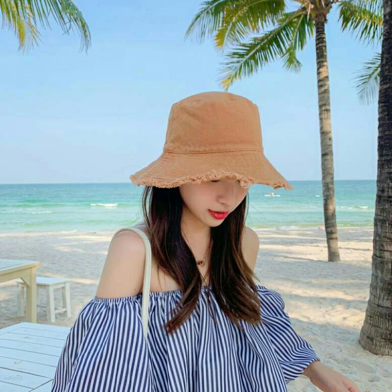Mũ vải nam nữ nón tua rua vành tròn Nhiều Màu Phong Cách Ulzzang Unisex cá tính