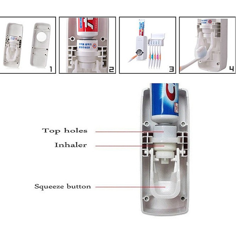 Dụng cụ nặn kem và treo bàn chải đánh răng tự động