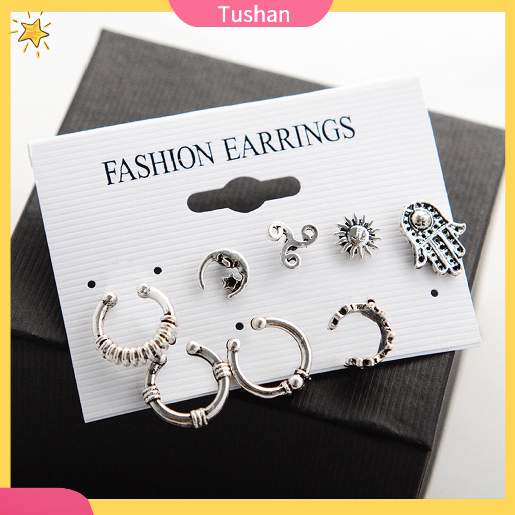 Set 8 khuyên tai phong cách thời trang Bohemian dành cho nữ