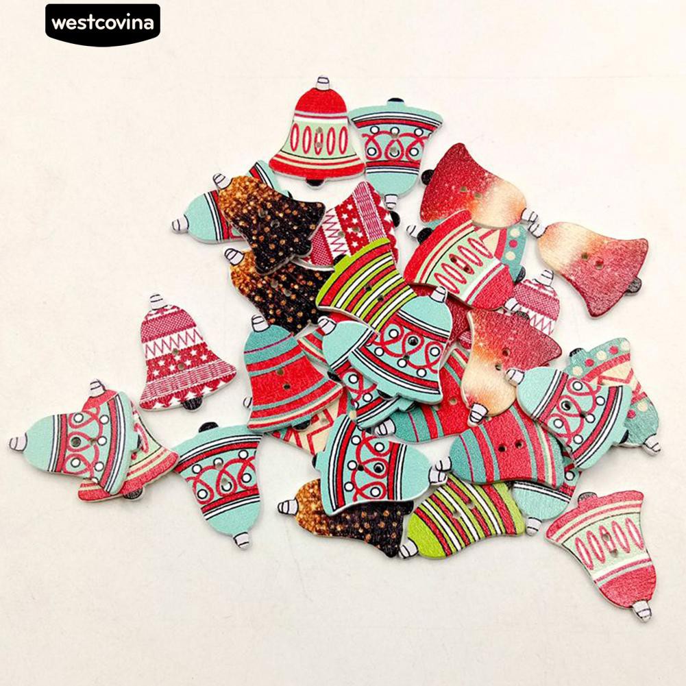 Set 50 Cúc Gỗ Trang Trí Giáng Sinh Tự Làm Chuyên Dụng