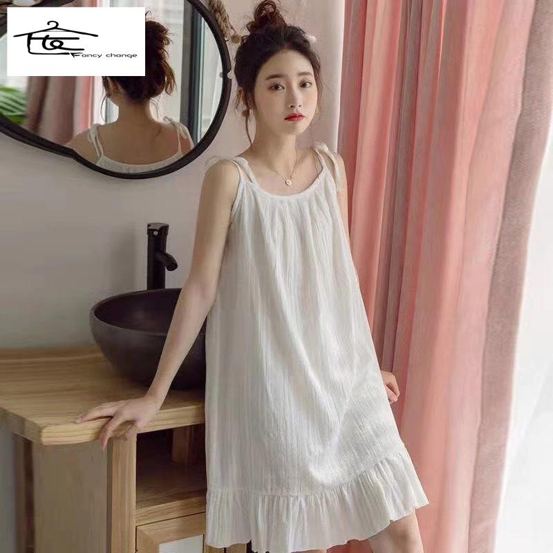 Đầm Ngủ Hai Dây Phong Cách Nhật Bản Dễ Thương Thời Trang Xuân Hè Cho Bạn Gái