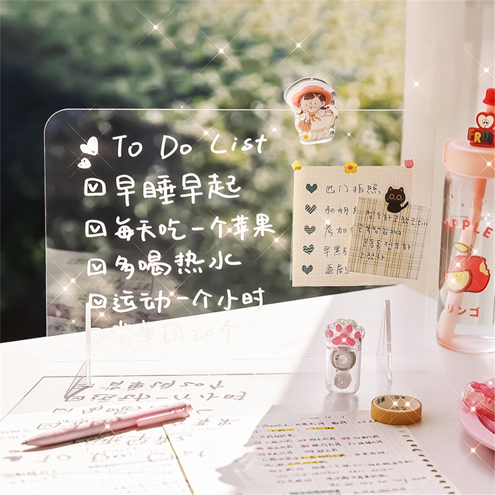 Cod Qipin Mini Portable Acrylic Note Board Erasable Transparent Message Board Student Stationery