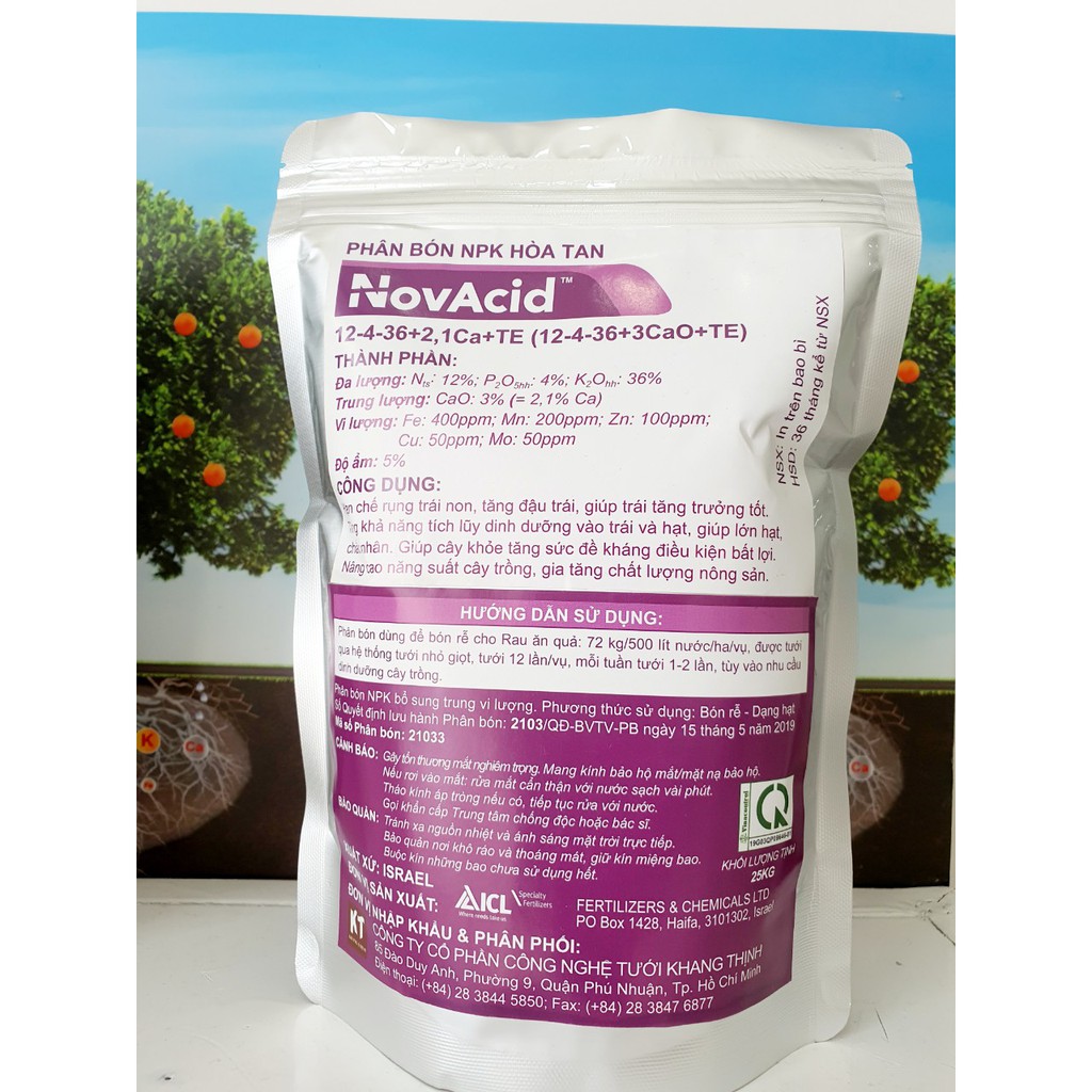 Phân bón Rau Hoa NPK 12-4-36+2.1Ca+TE _Israel