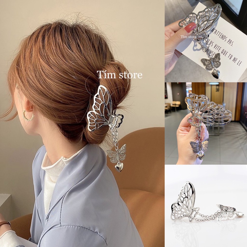 Kẹp bấu tóc kim loại hình bướm cao cấp TIMSTORE phụ kiện thời trang búi tóc phongc ách hàn quốc