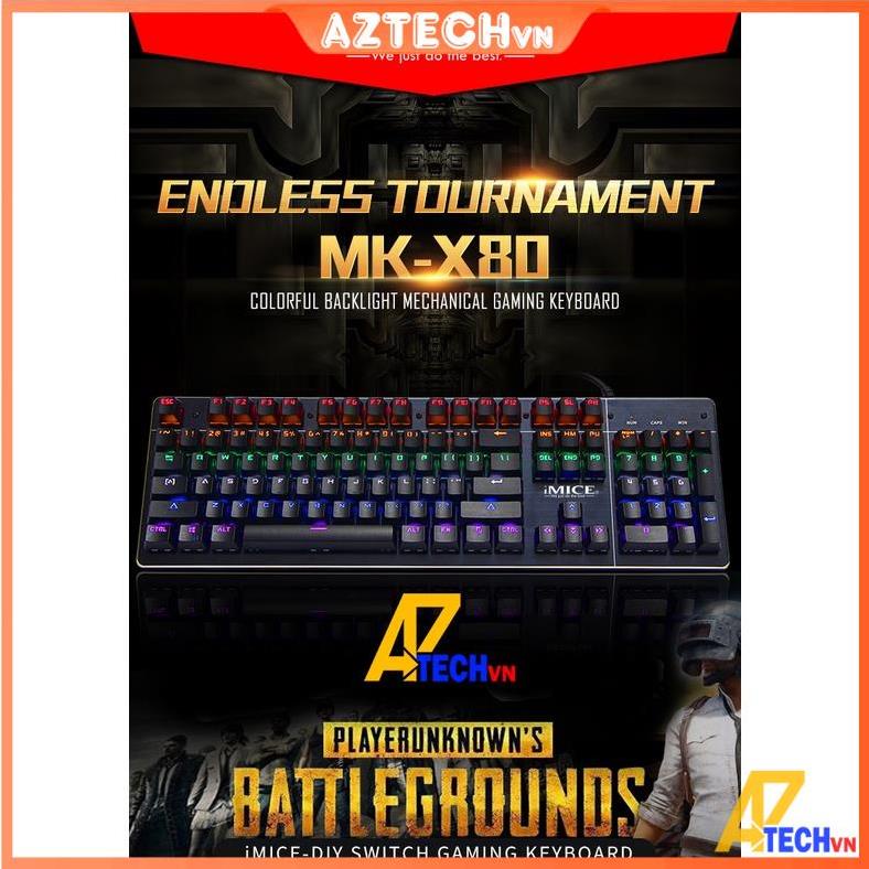 BỘ BÀN PHÍM CƠ GAMING, KEYBOARD IMICE MK X80 LED RGB CHUYỂN GAME ESPOST (Blue switch) - BH 12 THÁNG