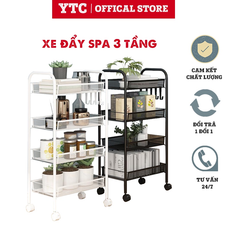 Xe đẩy Spa YTC 4 Tầng giá để đồ nail tiệm tóc tiện lợi