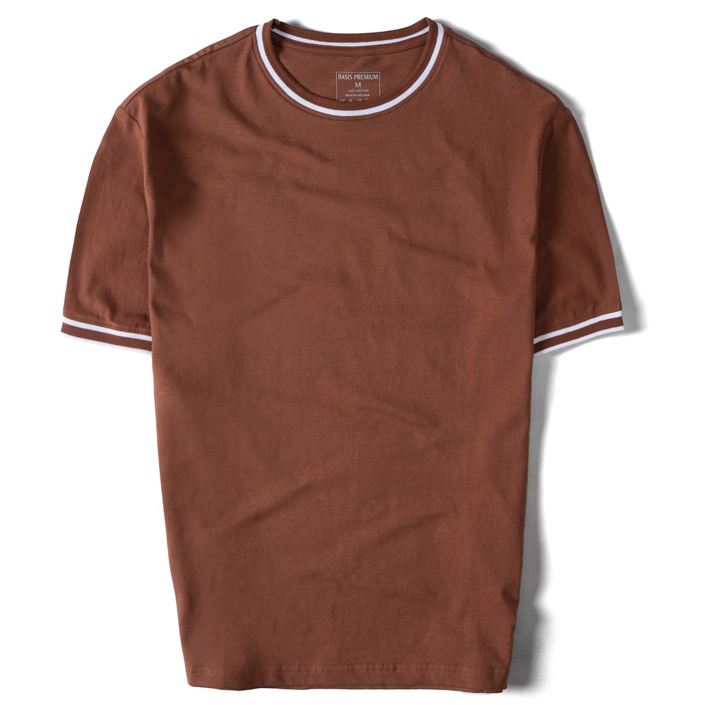 Áo thun cổ tròn tay ngắn PREMIUM phối viền cao cấp, chất liệu 100% cotton, Basis AT05 | BigBuy360 - bigbuy360.vn