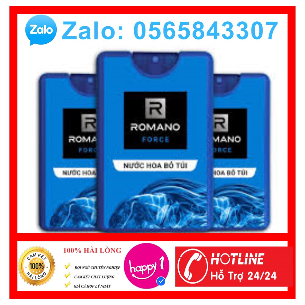 Nước hoa cao cấp Bỏ Túi Romano Force 18ml - 250 lần xịt (hàng khuyến mãi) | BigBuy360 - bigbuy360.vn