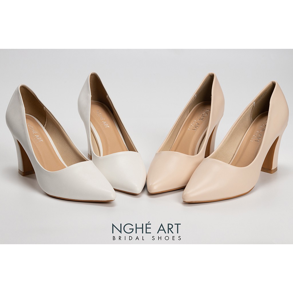 Giày cưới Nghé Art basic bít mũi gót vuông 221