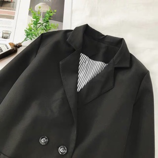 Order - Blazer đen kẻ sọc dáng ngắn -BL03