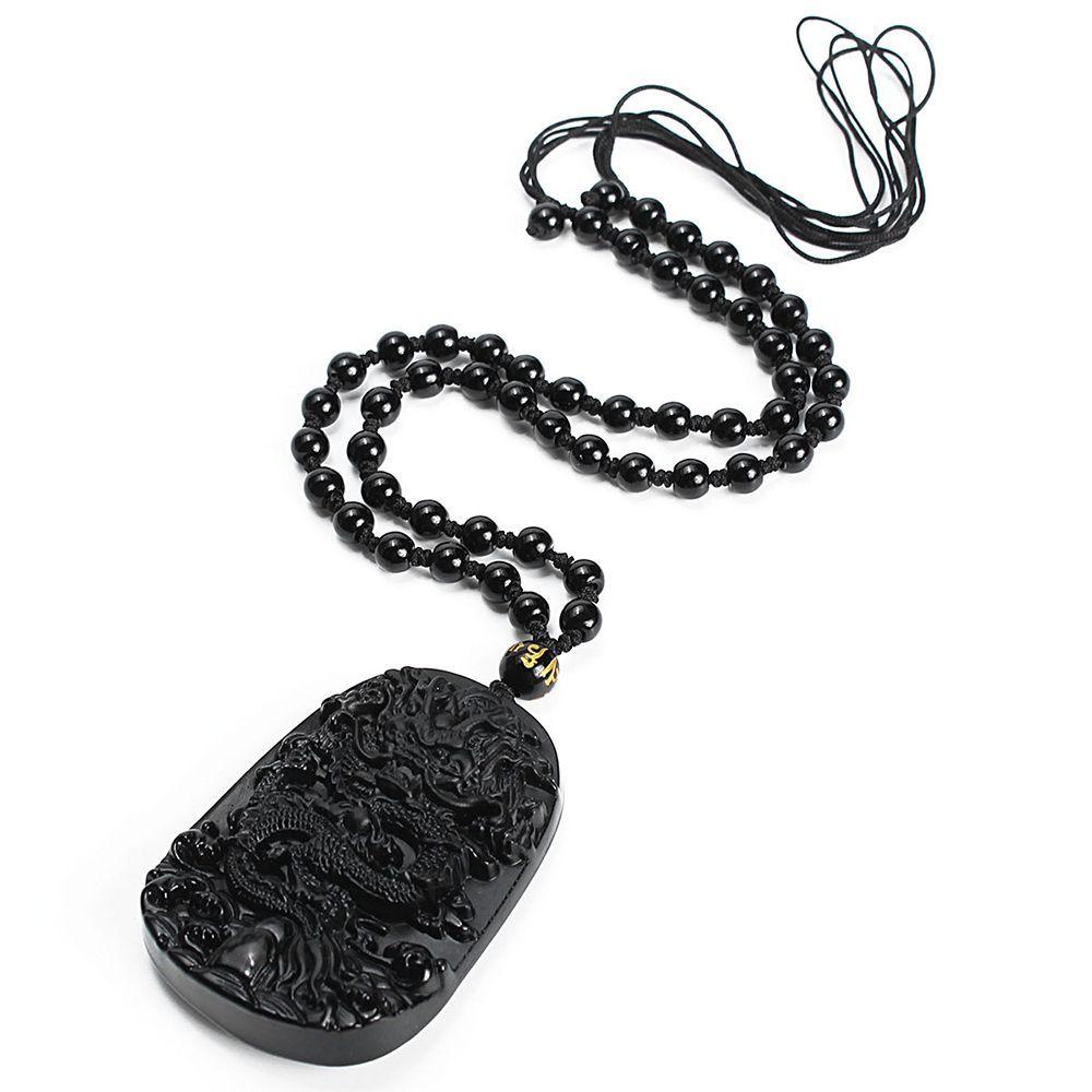 LILYES Vòng cổ Mặt Đá Obsidian Tự Nhiên Độc Đáo Thời Trang Cho Nữ
