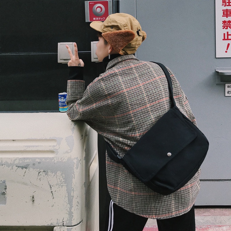 Túi Xách Canvas Màu Đen Cỡ Lớn 19002 Phong Cách Hàn Quốc