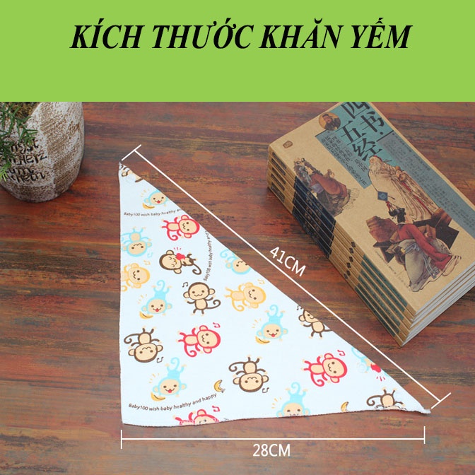 Khăn yếm tam giác đeo cổ có cúc bấm chất liệu cotton cho bé sơ sinh đến 4 tuổi