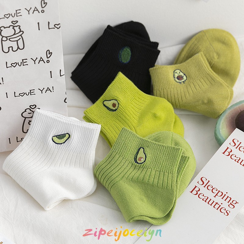 Vớ cổ thấp in họa tiết quả bơ xanh xinh xắn dễ thương về 4 màu như hình