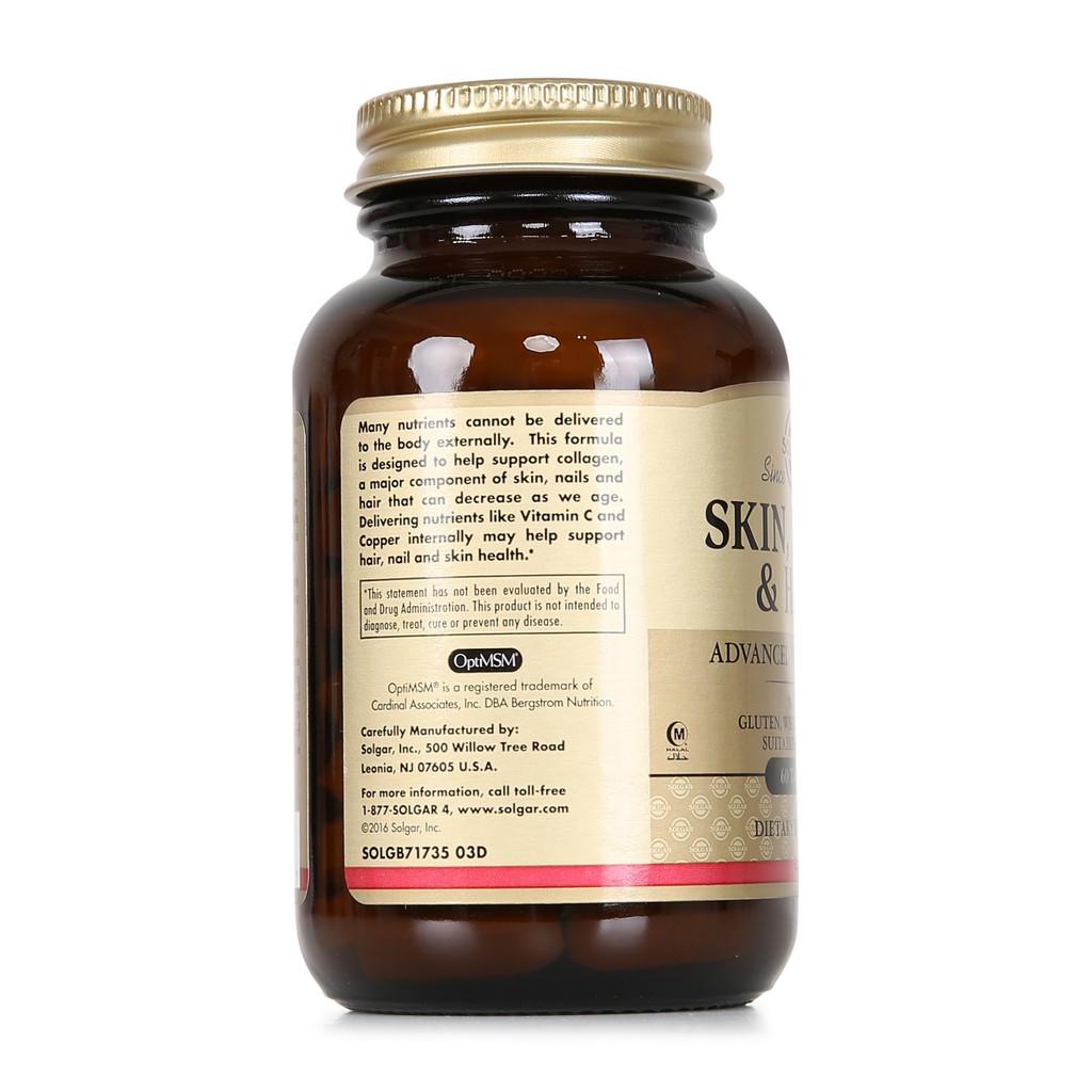 [NHẬP KHẨU USA CHÍNH HÃNG] Viên uống làm đẹp da, tóc và móng Solgar Skin, Nails & Hair - 60 VIÊN | BigBuy360 - bigbuy360.vn