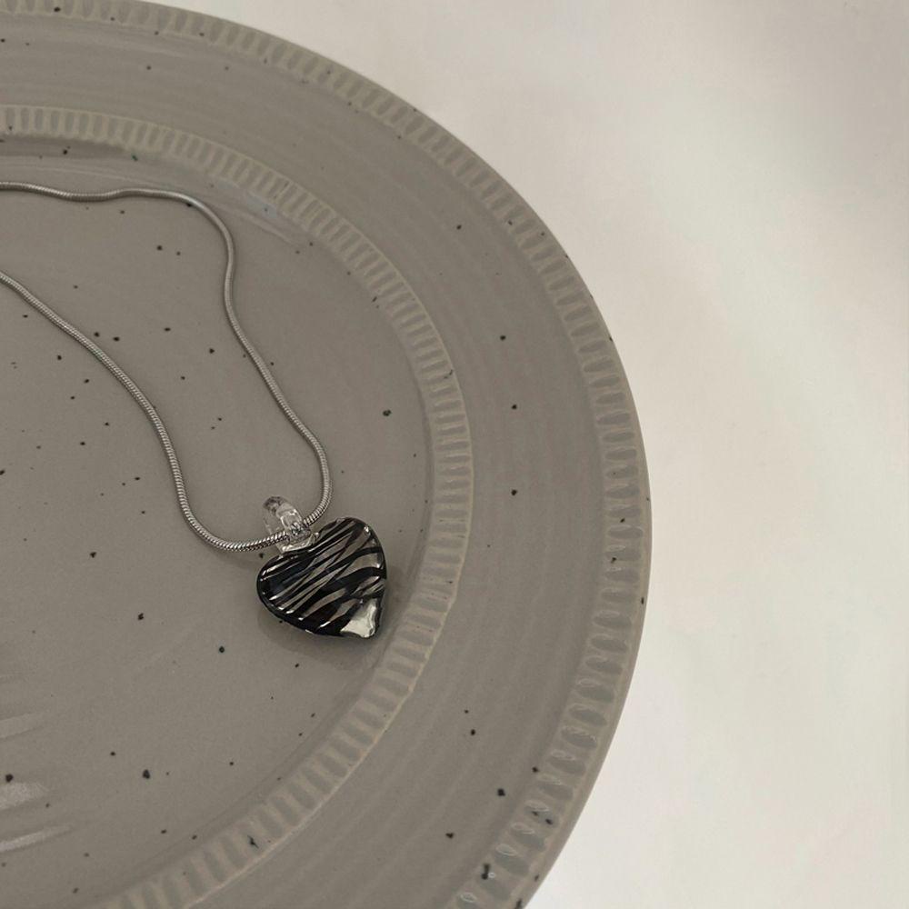 AROMA Vòng cổ Thép Titan Kẻ Sọc Phong Cách Hàn Quốc Thời Trang Cho Nữ