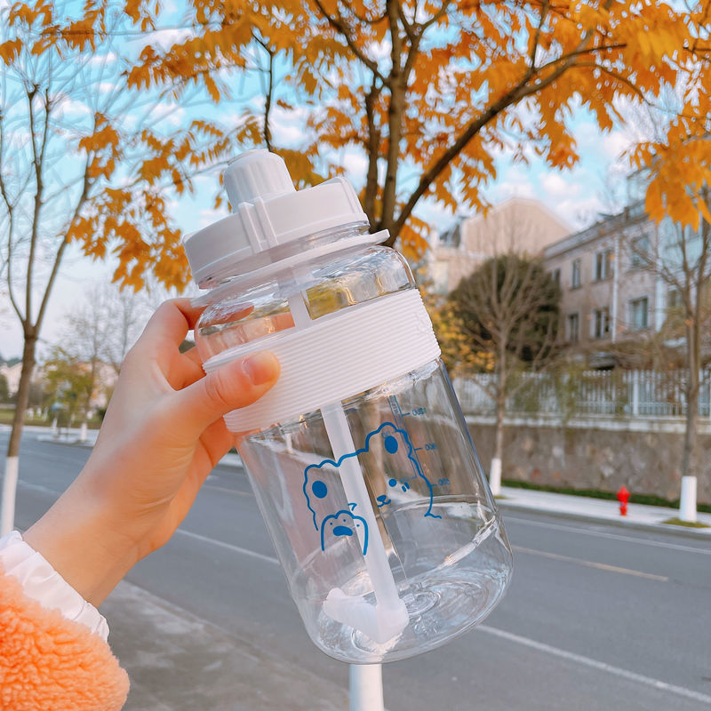 Water bottle Korean-style drinking cup Cute student girl Simple plastic cup Anti-drop water bottle Large capacity water bottle Handy cup handy