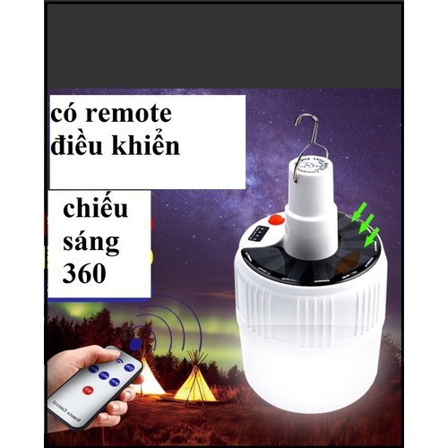 Bóng đèn tích điện 100W năng lượng mặt trời 💥FREESHIP💥 Bóng đèn có Remode điều khiển 4 chế độ