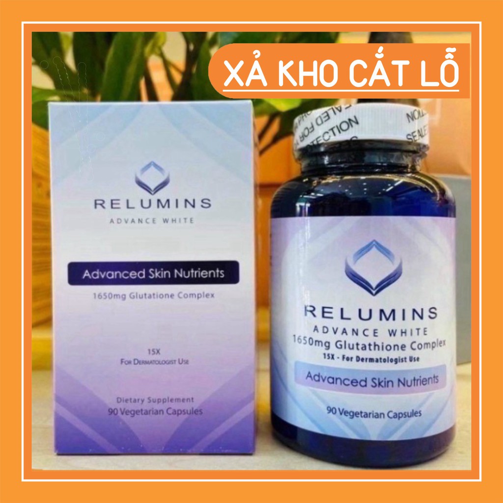 XẢ KHO LỖ VỐN Viên Uống Trắng Da Relumins Advance White 1650mg 90viên chính hãng Mỹ *(&