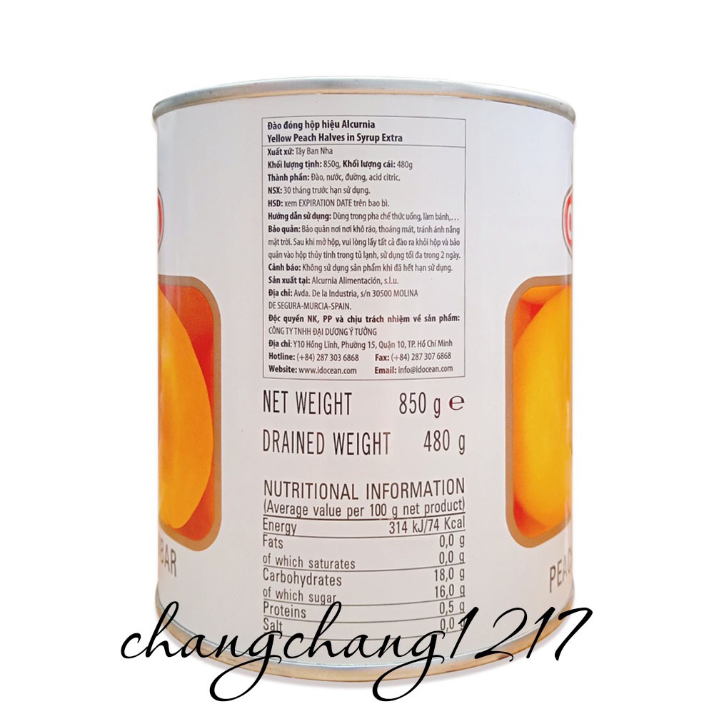 Đào Ngâm Alcurnia Lon 850gr | BigBuy360 - bigbuy360.vn