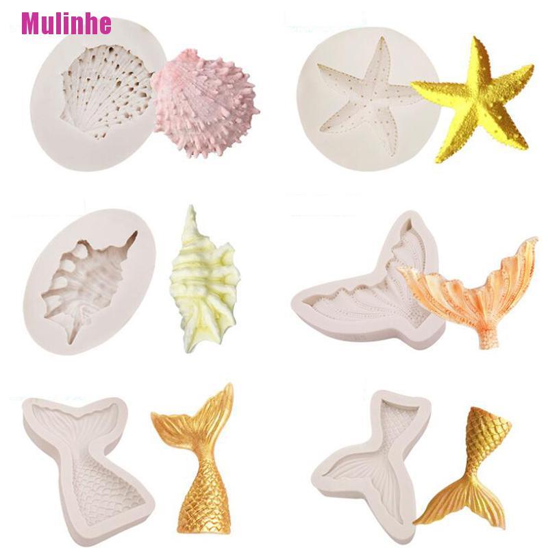 Khuôn Silicone Tạo Hình Làm Bánh Kẹo Hình Vỏ Sò / Sao Biển 3D