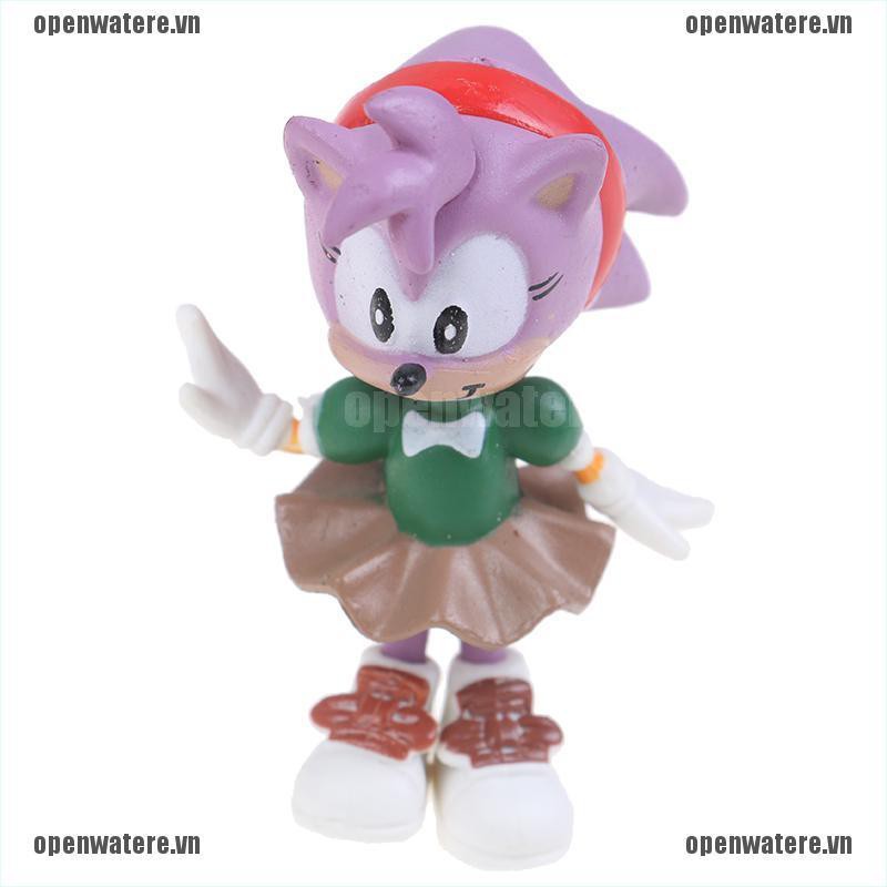 OPENE 6Pcs Sonic The Hedgehog Knuckles Shadow Action Figure Kids Toy Gift VN