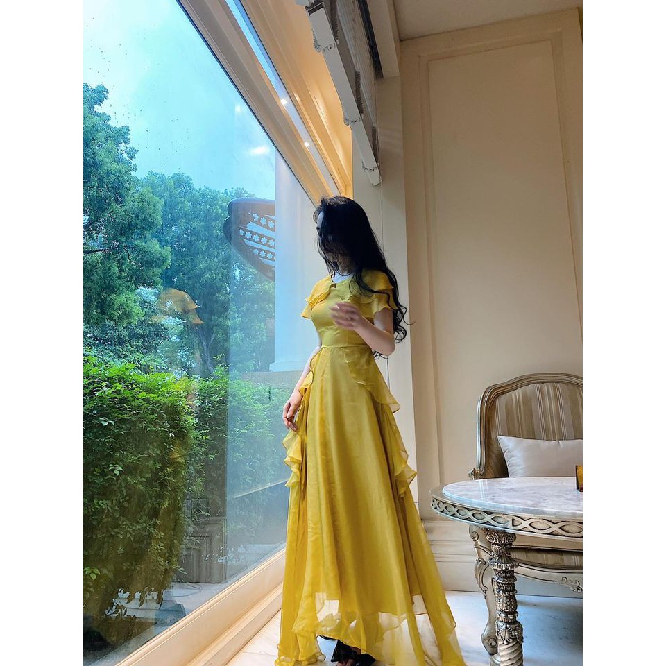 Maxi tơ cao cấp Ruby, cực tôn và trắng da, tay chờm che tay tiểu thơ Nàng nha