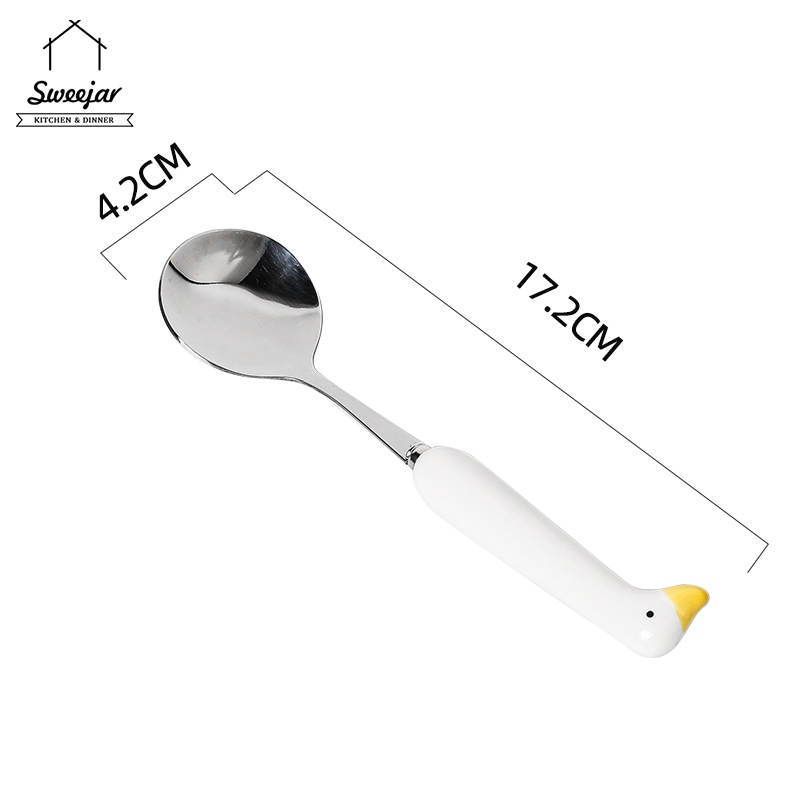 1 Muỗng Nĩa Bằng Thép Không Gỉ 304 Hình Vịt Vàng Dễ Thương