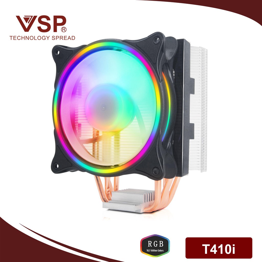 Tản nhiệt khí CPU 4 ống đồng VSP T410i 1 fan 12cm RGB Đa năng
