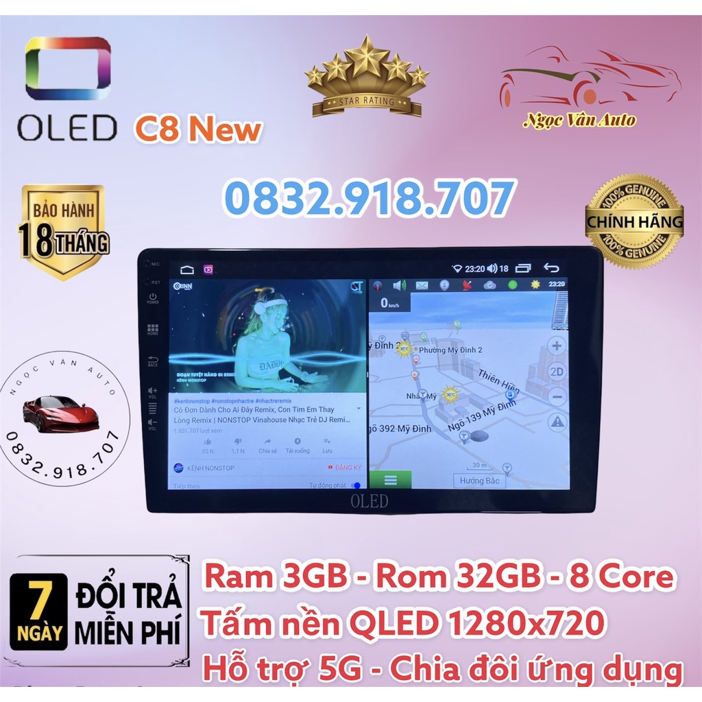 Màn hình android OLED C8 New theo xe innova 2007 - 2013 ĐH cơ  kèm dưỡng và jack nguồn zin theo xe