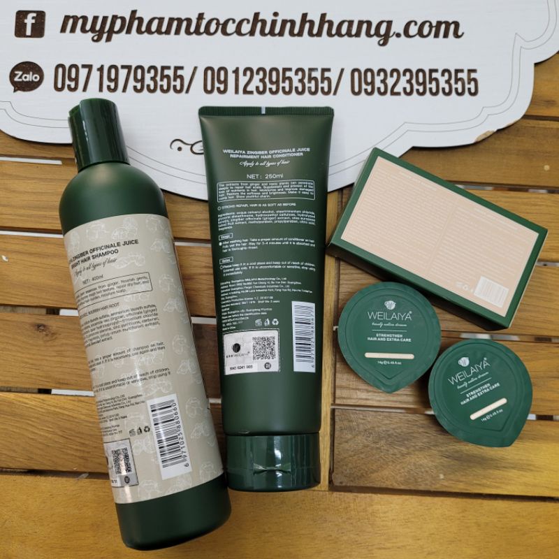 Cặp gội xả Weilaiya gừng hà thủ ô cho da đầu khô và nhạy cảm 400ml -250ml