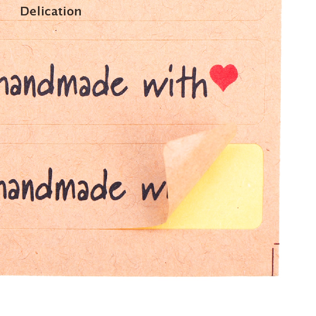 Set 120 nhãn dán giấy kraft in chữ handmade trang trí đồ thủ công