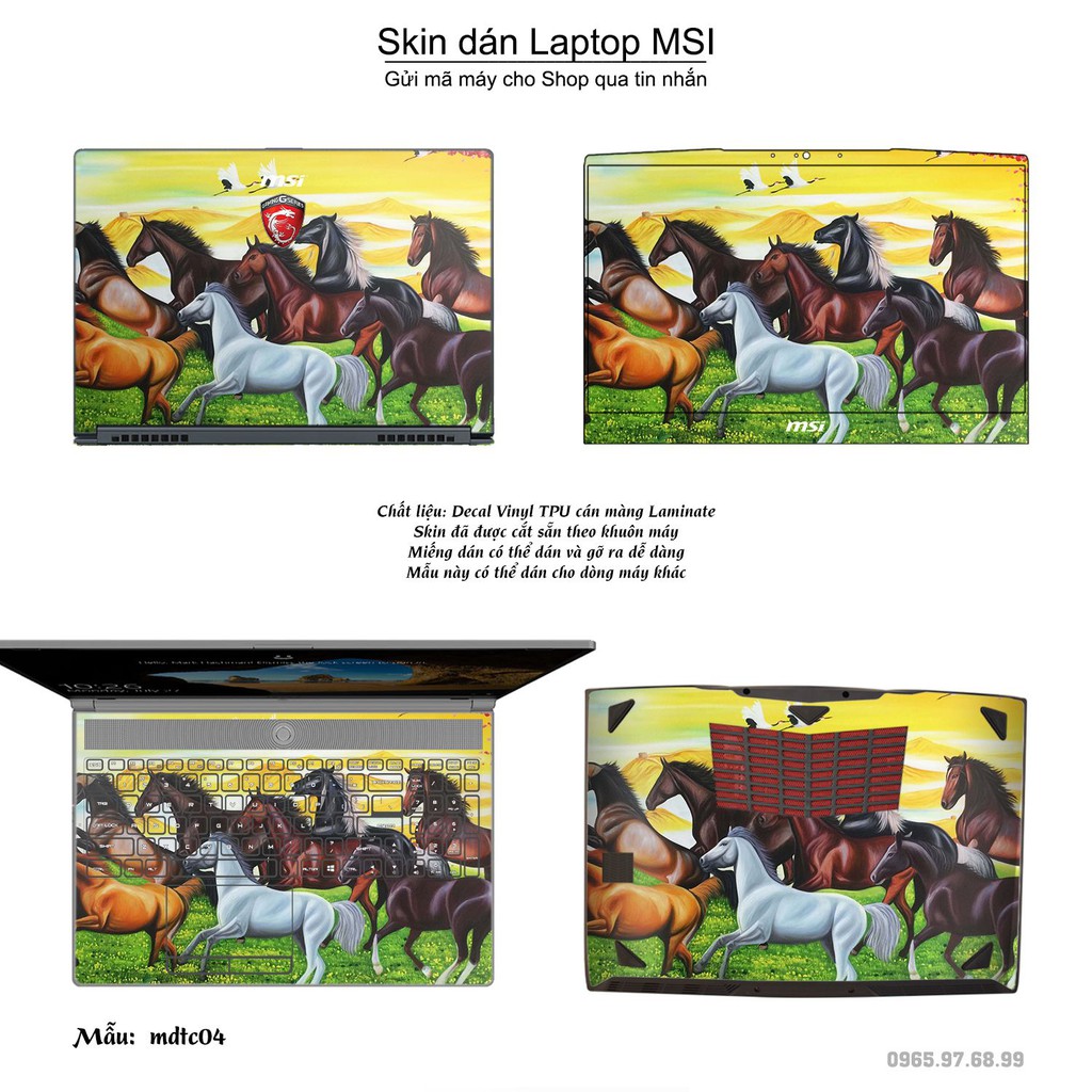 Skin dán Laptop MSI in hình Mã Đáo Thành Công (inbox mã máy cho Shop)