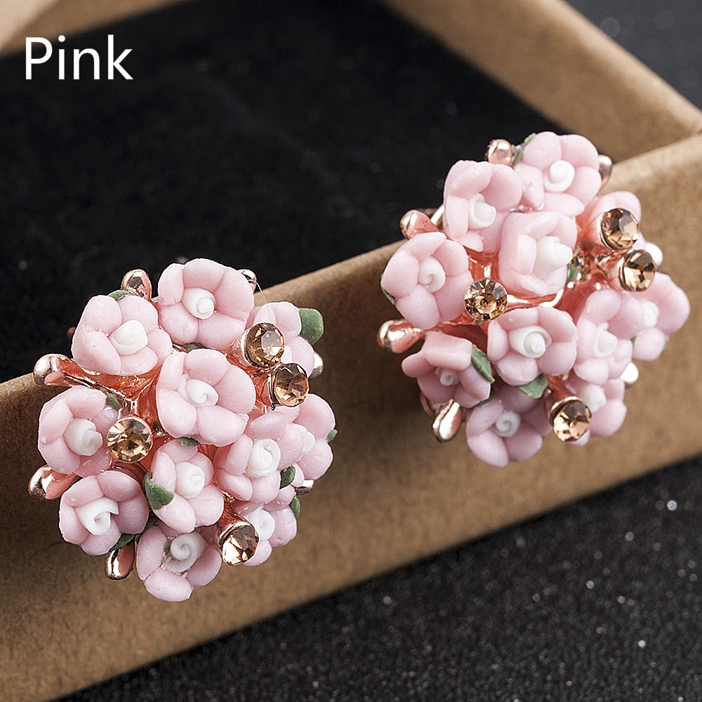 Bông tai hoa sứ phong cách Hàn Quốc dễ thương